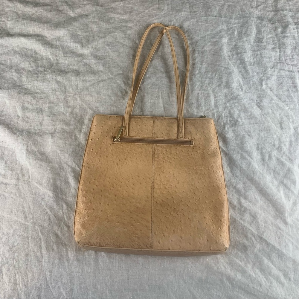Stone Mountain Beige Ostrich Double Strap Shoulder Bag Medium‎ Shoulder Bag